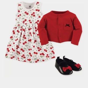 Cherry Cardigan toddlers girl dress set